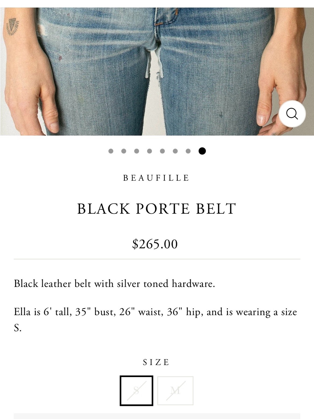 Beaufille Black Porte Leather Belt, Small — image 7 of 8